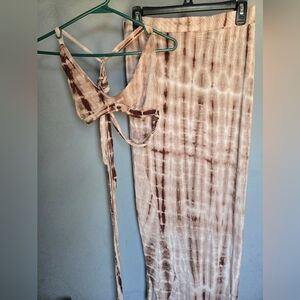SHEIN Brown Tie-Dye Maxi Dress